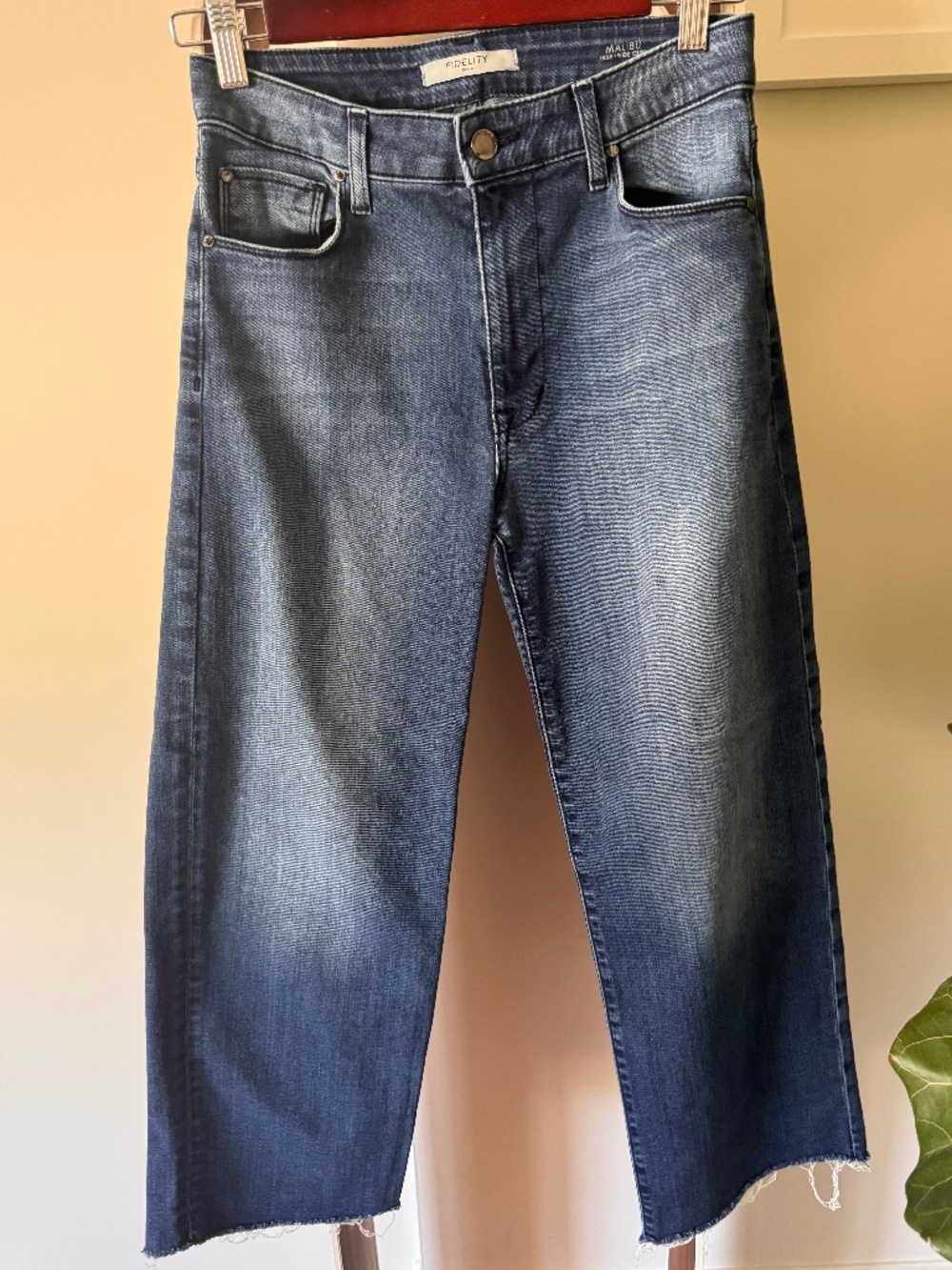 Fidelity Malibu High Wide Crop Jeans | Dark Wash | Size 25